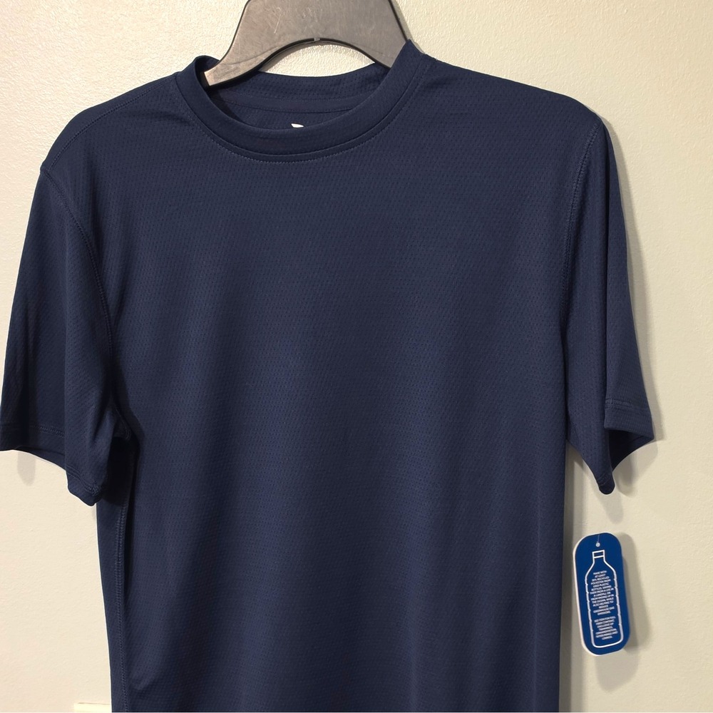 MTA Sport Men's Lightweight Crew Neck Logo Tee Navy Blue Poly SS S #344